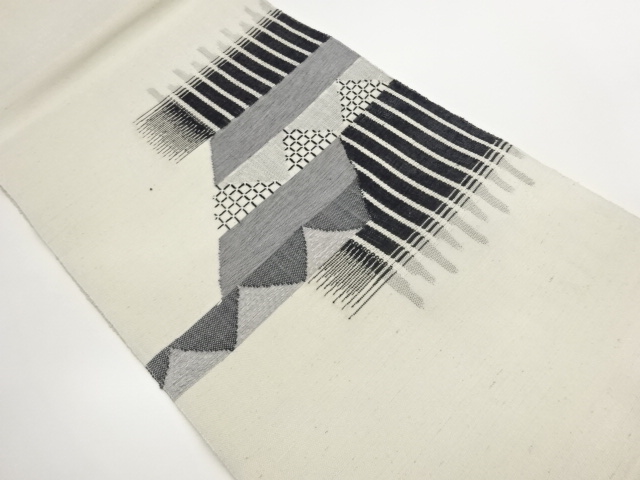 JAPANESE KIMONO / GEOMETRIC PATTERN WEAVING NAGOYA OBI